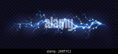 Realistic lightning bolt isolated on transparent background. Stock Vector