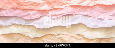 Pastel colored paper torn edges texture background Stock Photo