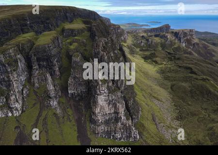 Aerial panoramic view of the scotish highlands Isle of Skye in northern Scotland Hebrides Islands Stock Photo