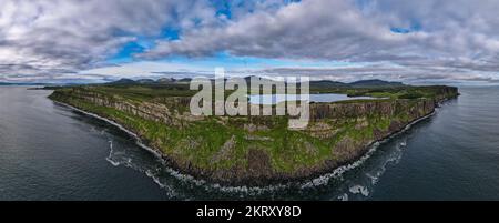 Aerial panoramic view of the scotish highlands Isle of Skye in northern Scotland Hebrides Islands Stock Photo