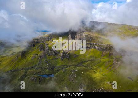 Aerial panoramic view of the scotish highlands Isle of Skye in northern Scotland Hebrides Islands Stock Photo