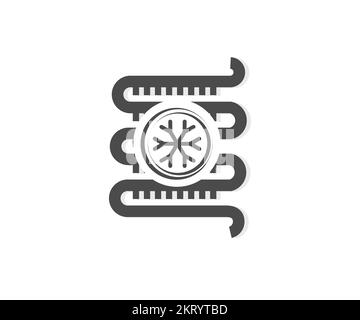 Air conditioner coil, condenser logo design. Ductless split system, heating ventilation, air conditioning or hvac vector design and illustration. Stock Vector