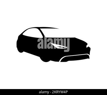 Black Modern car minimalistic logo design. Race car symbol logo template, stylized silhouette vector design and illustration. Stock Vector