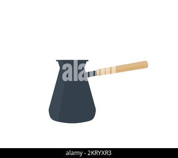 Old coffee pot on white background logo design. Making pour over coffee. Coffee composition. Process of making coffee. Beverage concept vector design. Stock Vector