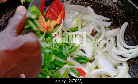 chopped seasoning in a pan Stock Photo
