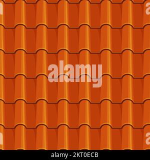 Chinese orange roof tile seamless pattern. Vector background with cartoon texture of ancient asian pagoda roofing materials. Fired clay or terracotta Stock Vector