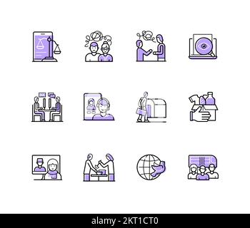 Migration support - modern colorful line design style icons Stock Vector