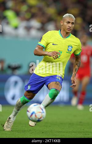 Doha, Qatar. 28th November 2022; Stadium 974, Doha, Qatar; FIFA World Cup  Football, Brazil versus Switzerland; Large Trophy replica for Copa do Mundo  FIFA Qatar 2022 on display pre-game Credit: Action Plus Sports Images/Alamy  Live News Stock