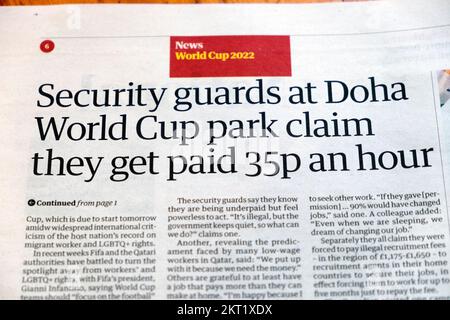 Security guards at Doha World Cup park claim they get paid 35p an