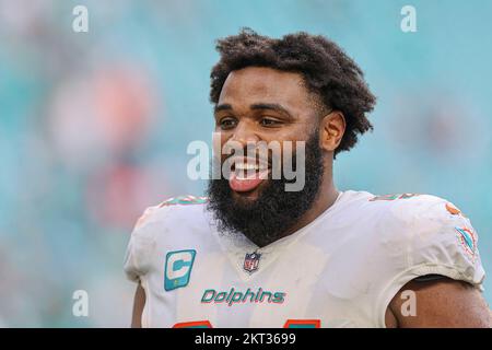 Miami Dolphins defensive tackle Christian Wilkins (94) laughs on