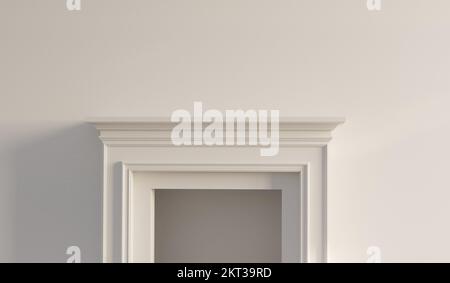 Large traditional fireplace without a fire. Blank walls. Empty mantle ...