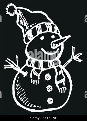 Snowman freehand drawn Stock Vector