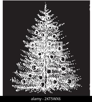 Christmas tree icon freehand drawn Stock Vector