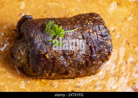 German Meat Roulade In Casserole Stock Photo