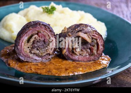 German Meat Roulade In Casserole Stock Photo