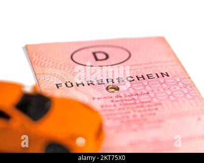 Driving license with the imprint "Führerschein", translation "driver's license" in germany Stock Photo