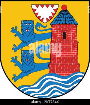 Official coat of arms vector illustration of the German town of FLENSBURG, GERMANY Stock Vector