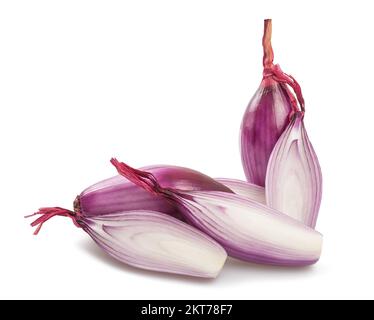 Red onions group  isolated on white background Stock Photo