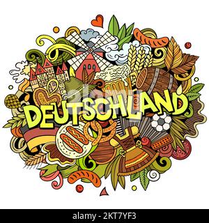 Germany Deutschland cartoon doodles illustration. Funny travel design. Stock Vector