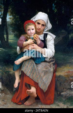 Breton Brother and Sister by William-Adolphe Bouguereau (1825-1905), oil on canvas, 1871 Stock Photo