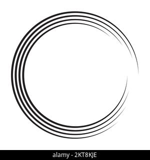 Frame of high-speed lines in the form of a circle. Black thick speed lines on a white background. Vector illustration Stock Vector