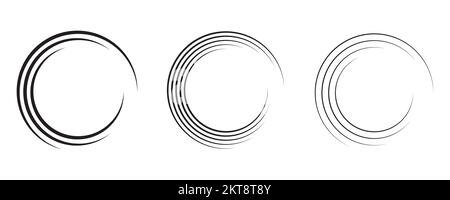 Set the speed lines frame in the shape of a circle. Black thick speed lines on a white background. Vector illustration Stock Vector