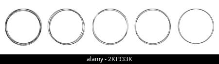 Round gray frames. Set of silver round frames on a white background. Vector illustration Stock Vector