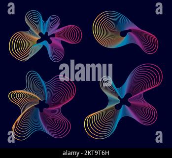 Set of wavy transition lines. Deformed frames. Vector illustration Stock Vector