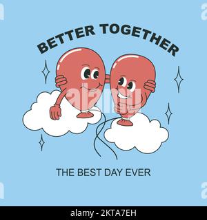 Retro poster Two hot air balloons in the clouds. Stock Vector