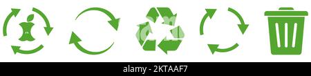 Set of green recycle icons. Ecology green signs. Vector illustration isolated on white background Stock Vector