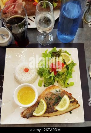 Lunch at Le Croisic harbor Stock Photo