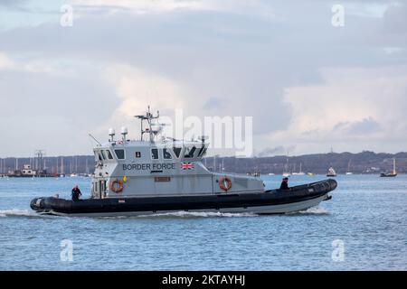 Border Force Vessel HMC Eagle operating in Porstmouth harbour. She is one of 8 patrol vessels operated by Border Force. Originally built for BP. Stock Photo