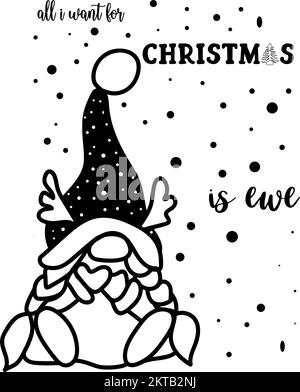 SVG Christmas gnomes. Cute Ornament.  Quote for Happy Holidays. Perfect for post cards, invitation, t-shirt, posters, party decoration, mug decor, hom Stock Photo