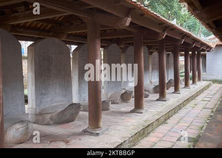 Standing Stone Stele in the Temple of Literature Quoc Tu Giam Hanoi Vietnam Stock Photo