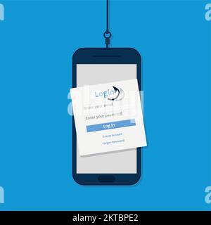 Internet Phishing, Account Hacking Attempt During Online Payment - Hacker Activity, Data Theft, Hacked, Stolen Login Credentials, Password, Credit Car Stock Vector