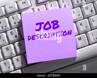 Sign displaying Job Description, Word Written on A document that describes the responsibilities of a position Stock Photo
