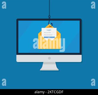 Internet Phishing, Account Hacking Attempt During Online Payment - Hacker Activity, Data Theft, Hacked, Stolen Login Credentials, Password, Credit Car Stock Vector
