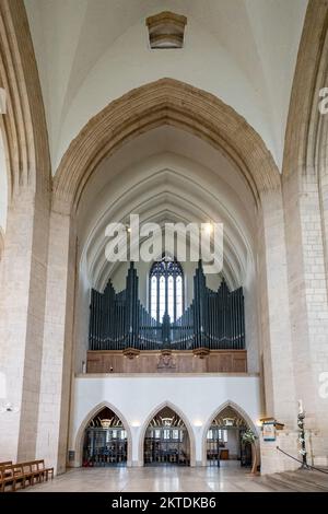 The organ inside Guildford Cathedral, Surrey, England, UK Stock Photo