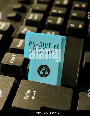 Conceptual display Predictive Modeling, Word Written on maintenance strategy driven by predictive analytics Stock Photo