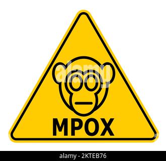 Vector illustration of warning sign against monkeypox virus disease renamed to mpox due to racism stigma Stock Photo