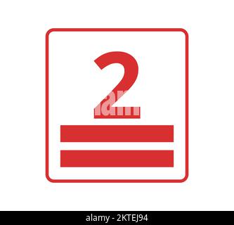 Red stacking height, number two. Concept of ecology and packaging. Stock Vector