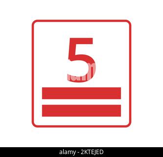 Red stacking height, number five. Concept of ecology and packaging. Stock Vector