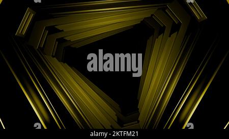 3D futuristic space and time tunnel of triangle shape. Design. Flying inside futuristic alien corridor Stock Photo
