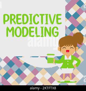 Conceptual caption Predictive Modeling, Internet Concept maintenance strategy driven by predictive analytics Stock Photo