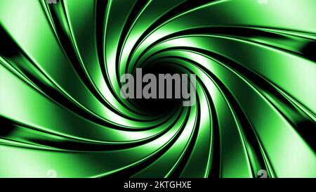 Rotating spiral tunnel with metal lines. Design. Rotating circular tunnel made of metal strips. Steel lines rotate in circular spiral. Stock Photo