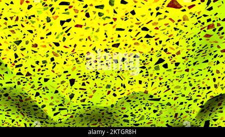 Background with colored surface and billowing waves. Motion. Surface of fabric swells in waves. Colored surface with waves and confetti. Stock Photo