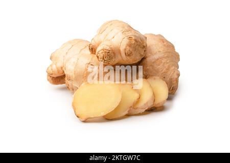 Ginger root isolated on a white background. Stock Photo