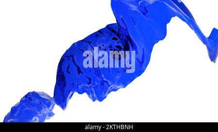 White background. Design.A red and blue scarf in animation that flies in different directions and paint comes from it. High quality 4k footage Stock Photo