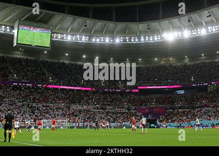 29th November 2022; Ahmed bin Ali Stadium, Al Rayyan, Qatar; FIFA World Cup Football, Wales versus England; View of the Est&#xe1;dio Ahmad bin Ali stadium during the match Stock Photo