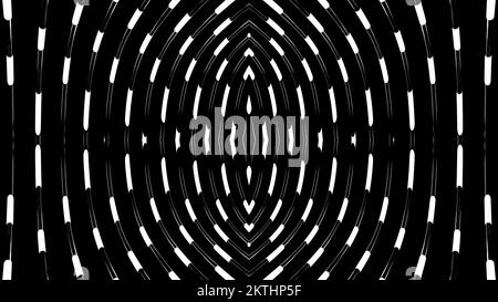 Abstract bended dark tubes with moving long lights on a black background. Design. Technological pattern with light bulbs Stock Photo
